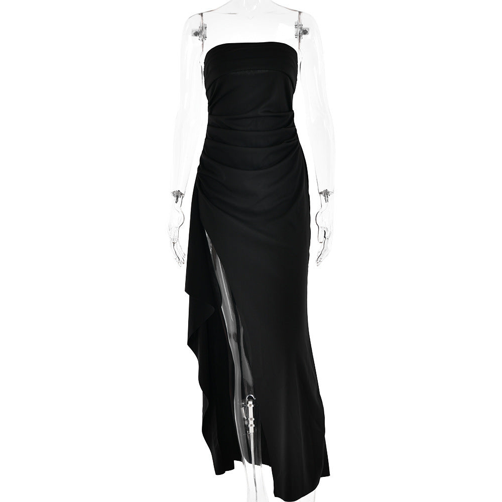 Elegant Strapless Split Dress