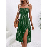 Polka Dot Suspender Maxi Dress – Summer Split Style