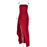 Elegant Strapless Split Dress